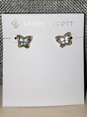 Kendra Scott Iridescent Butterfly Stud Earrings in Gold-tone